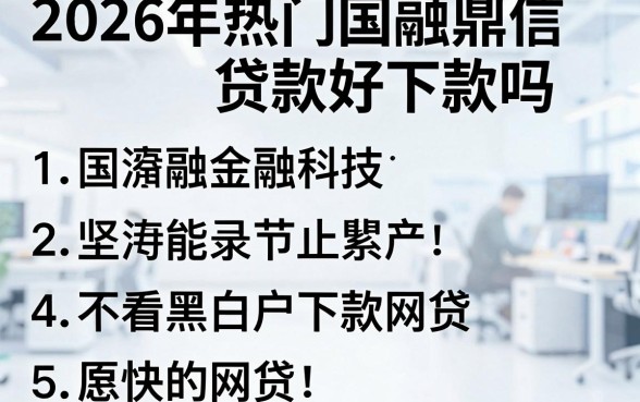 2026年热门国融鼎信贷款好下款吗,概括五个不看黑白户下款的网贷