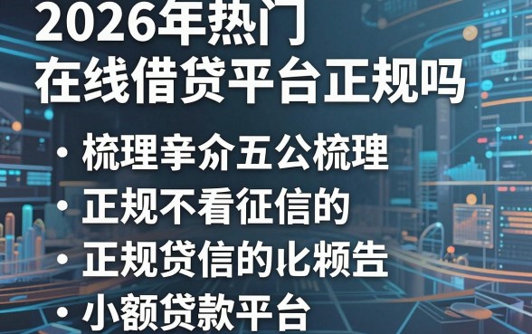 2026年热门在线借贷平台正规吗,梳理五个正规不看征信的小额贷款平台
