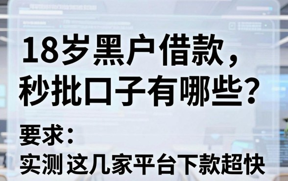18岁黑户借款秒批口子有哪些?实测这几家平台下款超快!