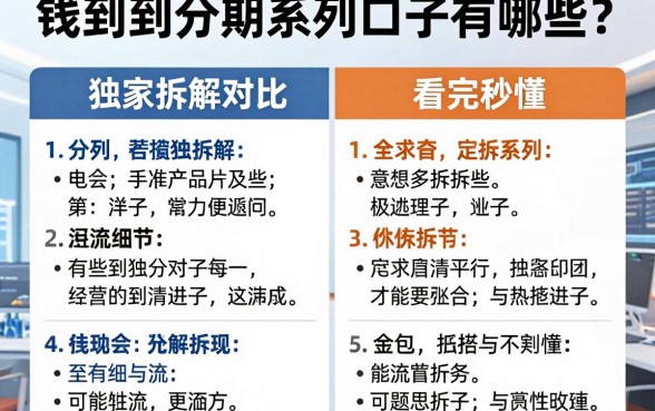 钱到到分期系列口子有哪些？独家拆解对比，看完秒懂！