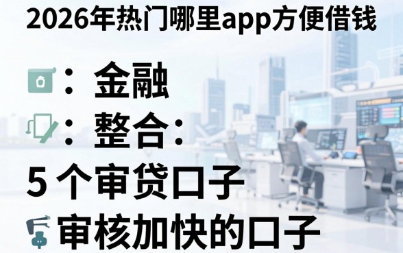 2026年热门哪里app方便借钱，整合5个审贷口子审核加快的口子