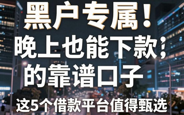 黑户专属!晚上也能下款的靠谱口子,这5个借款平台值得甄选