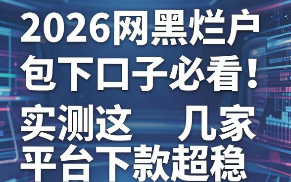 2026网黑烂户包下口子必看!实测这几家平台下款超稳
