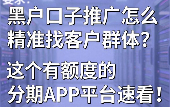 黑户口子推广怎么精准找客户群体?这5个有额度的分期APP平台速看!