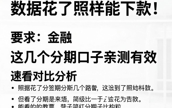 数据花了照样能下款！这几个分期口子亲测有效，速看对比分析