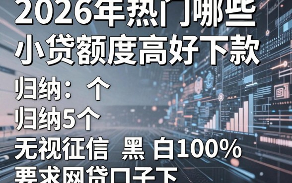 2026年热门哪些小贷额度高好下款,归纳5个无视征信黑白100%秒下网贷口子