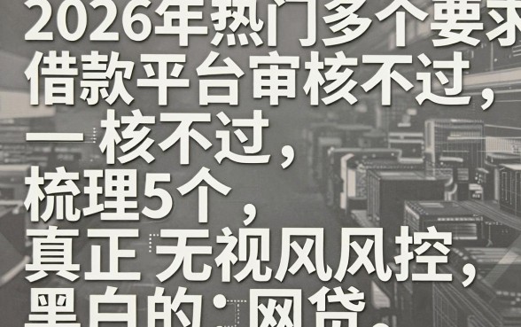 2026年热门多个借款平台审核不过,梳理5个真正无视风控黑白的网贷
