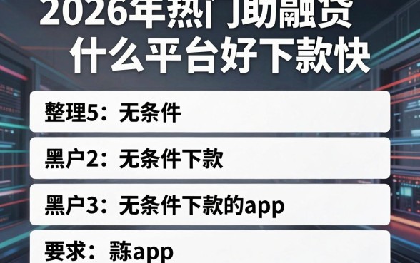 2026年热门助融贷什么平台好下款快，整理5个黑户无条件下款的app