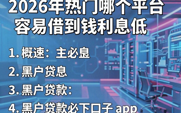 2026年热门哪个平台容易借到钱利息低,概括五个黑户贷款必下口子app