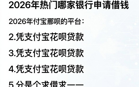 2026年热门哪家银行申请借钱，整合5个凭支付宝花呗贷款的平台