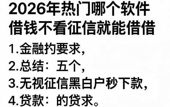 2026年热门哪个软件借钱不看征信就能借借,总结五个无视征信黑白户秒下款的贷款
