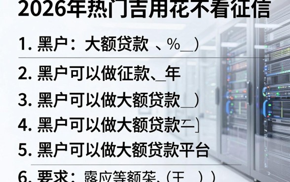 2026年热门吉用花不看征信,罗列五个黑户可以做大额贷款平台