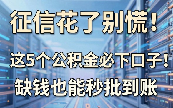 征信花了别慌!这5个公积金必下口子,缺钱也能秒批到账