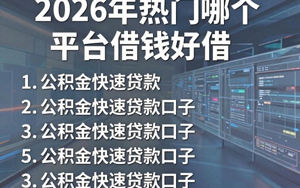 2026年热门哪个平台借钱好借，罗列五个公积金快速贷款口子