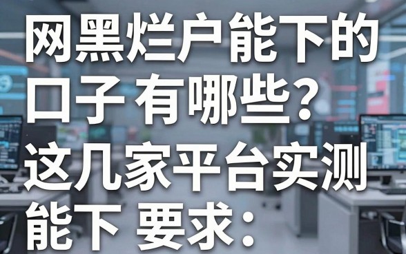 网黑烂户能下的口子有哪些?这几家平台实测能下,速看!