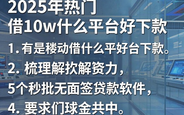 2025年热门借10w什么平台好下款,梳理5个秒批无面签贷款软件