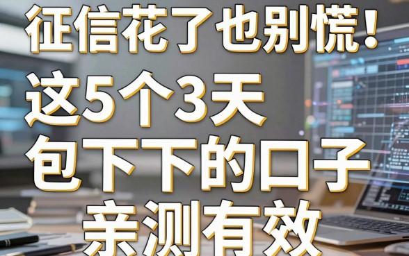 征信花了也别慌！这5个3天包下的口子，亲测有效！