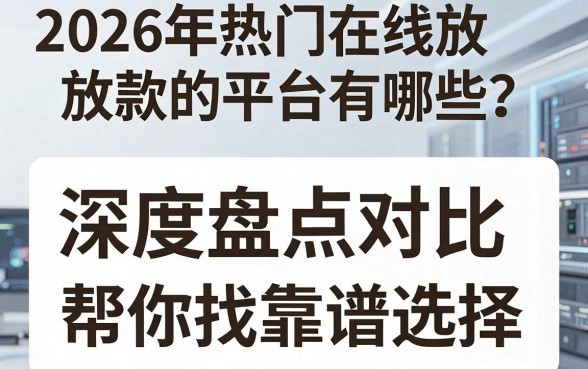 2026年热门在线放款的平台有哪些？深度盘点对比，帮你找到靠谱选择！