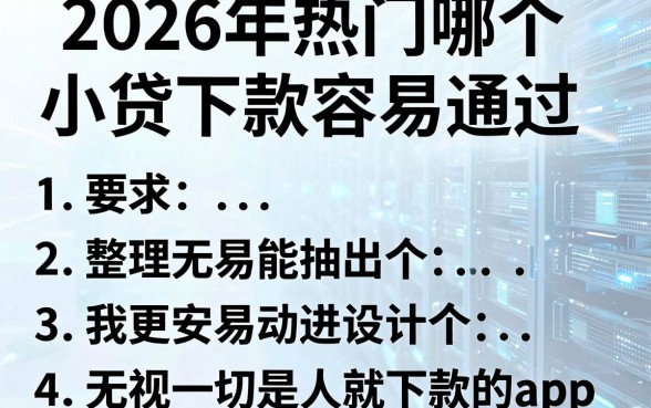 2026年热门哪个小贷下款容易通过，整理5个无视一切是人就下款的app