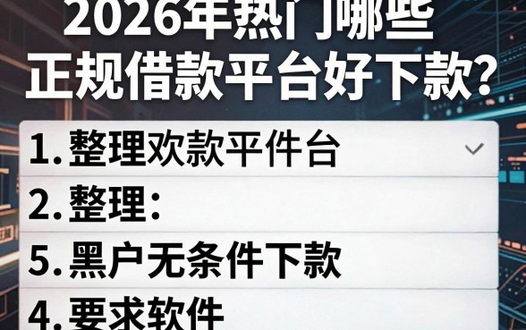 2026年热门哪些正规借款平台好下款,整理5个黑户无条件下款的软件