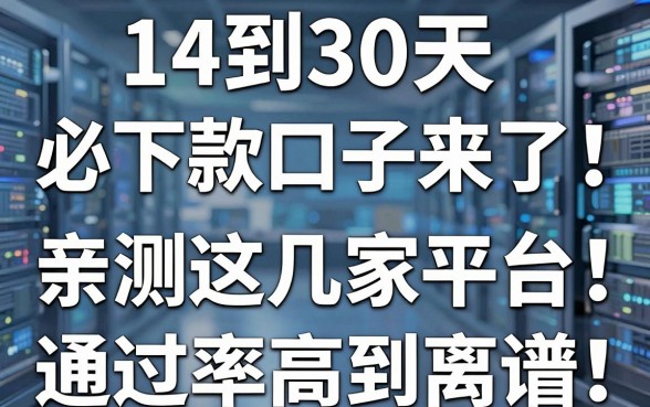 14到30天必下款的口子来了！亲测这几家平台通过率高到离谱