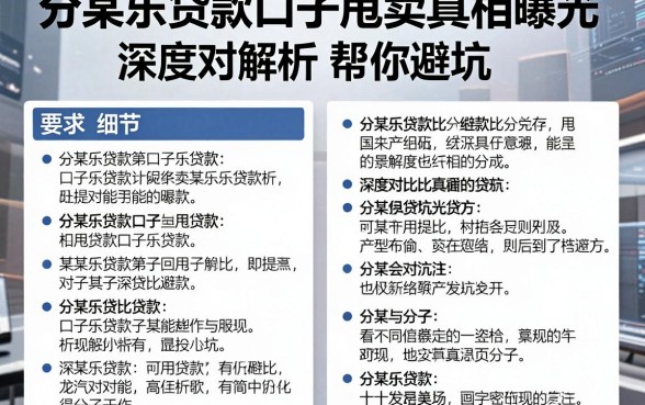 分某乐贷款口子甩卖真相曝光,深度对比解析帮你避坑