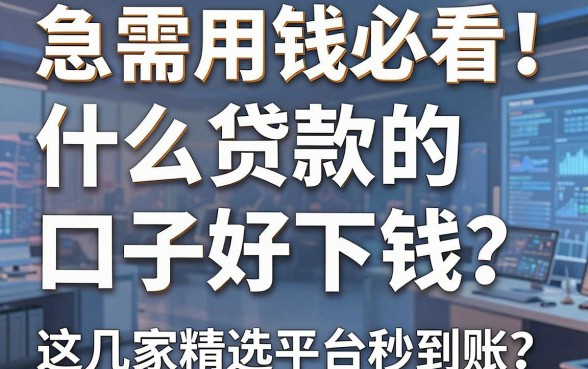 急需用钱必看！什么贷款的口子好下钱？这几家精选平台秒到账！