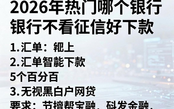 2026年热门哪个银行不看征信好下款，汇总5个百分百下款无视黑白户网贷