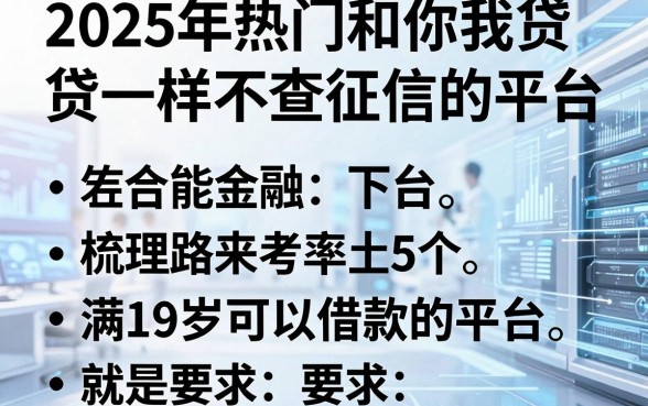 2025年热门和你我贷一样不查征信的平台,梳理5个满19岁可以借款的平台
