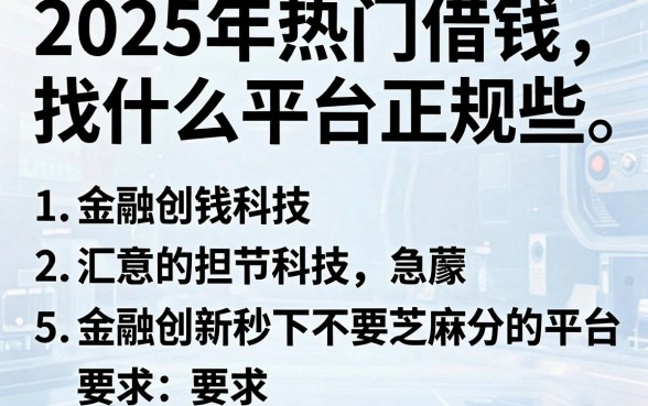 2025年热门借钱找什么平台正规些，汇总5个金融创新秒下不要芝麻分的平台