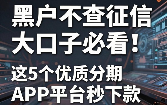 黑户不查征信大口子必看！这5个优质分期APP平台秒下款