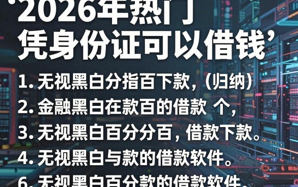 2026年热门凭身份证可以借钱，归纳5个无视黑白百分百下款的借款软件