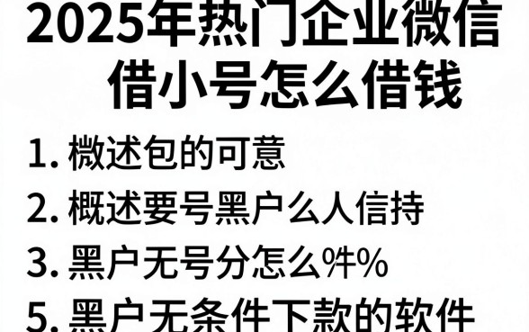 2025年热门企业微信借小号怎么借钱，概括5个黑户无条件下款的软件