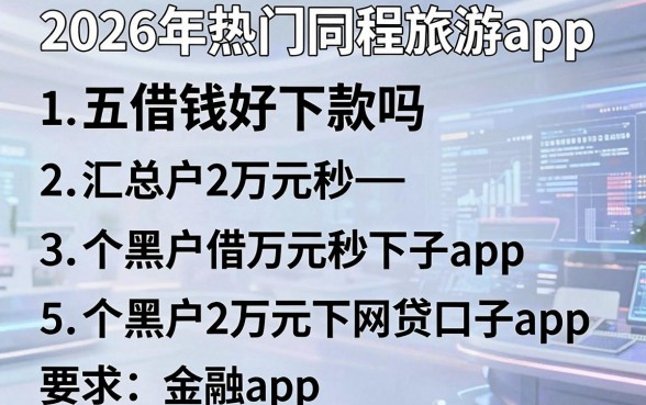 2026年热门同程旅游app借钱好下款吗，汇总五个黑户借2万元秒下网贷口子app