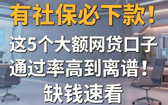 有社保必下款！这5个大额网贷口子通过率高到离谱，缺钱速看