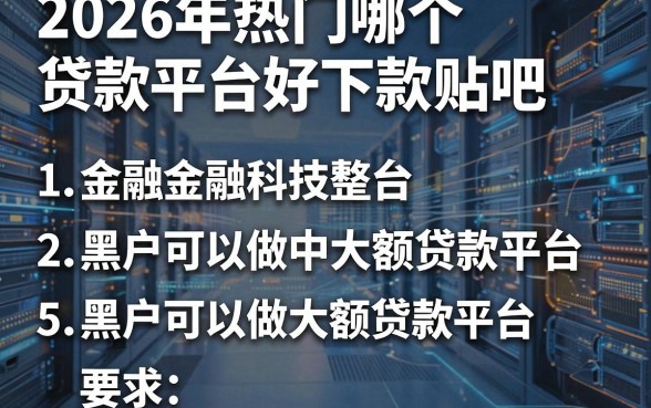 2026年热门哪个贷款平台好下款贴吧，整合5个黑户可以做大额贷款平台