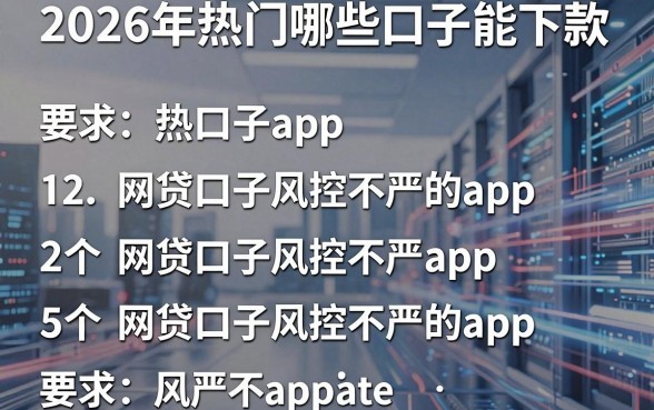 2026年热门哪些口子能下款,罗列五个网贷口子风控不严的app