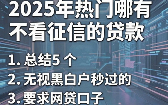 2025年热门哪有不看征信的贷款，总结5个无视黑白户秒过的网贷口子
