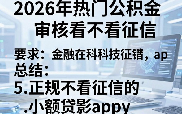 2026年热门公积金审核看不看征信,总结5个正规不看征信的小额贷款app
