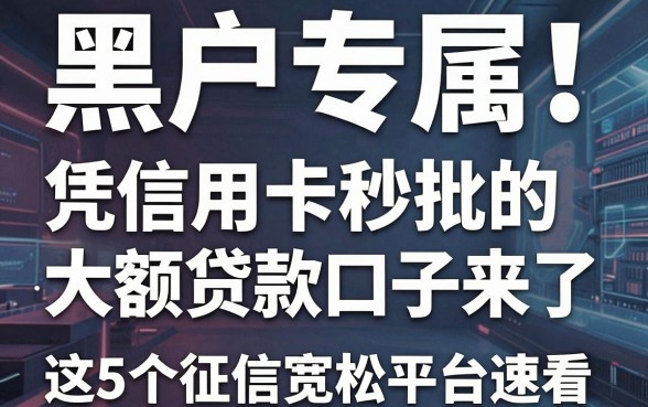 黑户专属!凭信用卡秒批的大额贷款口子来了,这5个征信宽松平台速看