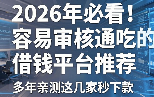 2026年必看!容易审核通吃的借钱平台推荐,多年亲测这几家秒下款!