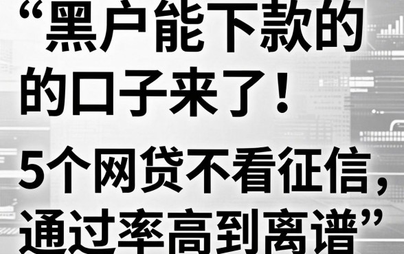 黑白黑户能下款的口子来了！这5个网贷不看征信，通过率高到离谱！