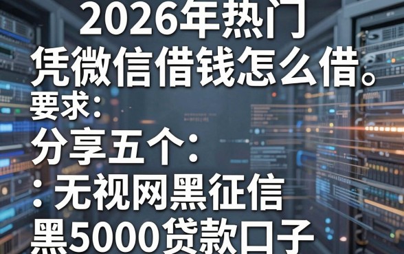 2026年热门凭微信借钱怎么借,分享五个无视网黑征信黑5000贷款口子