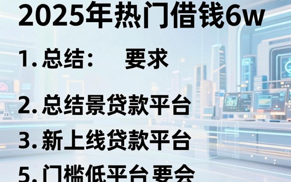 2025年热门借钱6w，总结5个新上线贷款平台门槛低平台