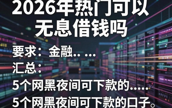 2026年热门可以无息借钱吗,汇总5个网黑夜间可下款的口子