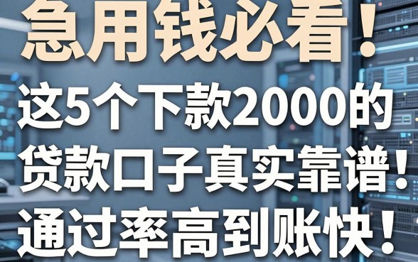 急用钱必看!这5个下款2000的贷款口子真实靠谱,通过率高到账快