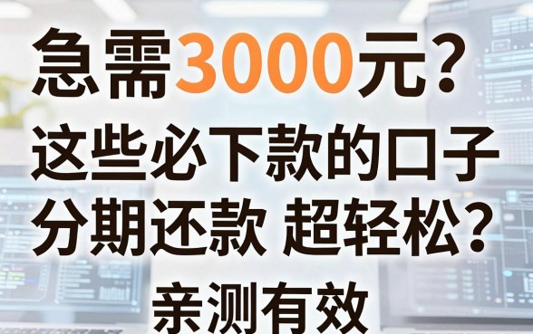 急需3000元?这些必下款的口子分期还款超轻松,亲测有效!