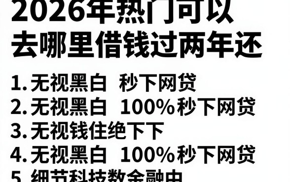 2026年热门可以去哪里借钱过两年还,整理5个无视黑白100%秒下网贷