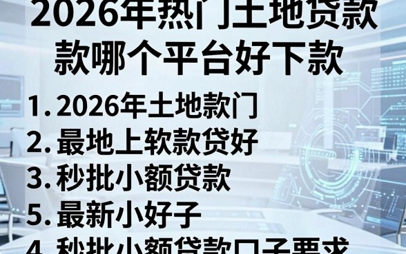 2026年热门土地贷款哪个平台好下款,罗列5个最新秒批小额贷款口子