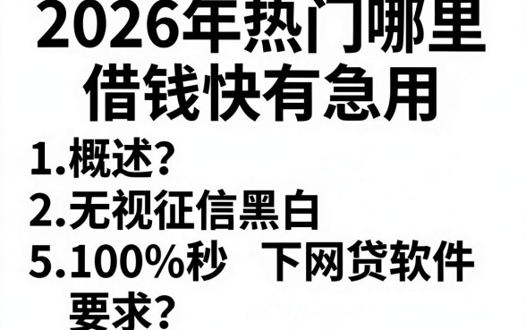 2026年热门哪里借钱快有急用，概括5个无视征信黑白100%秒下网贷软件